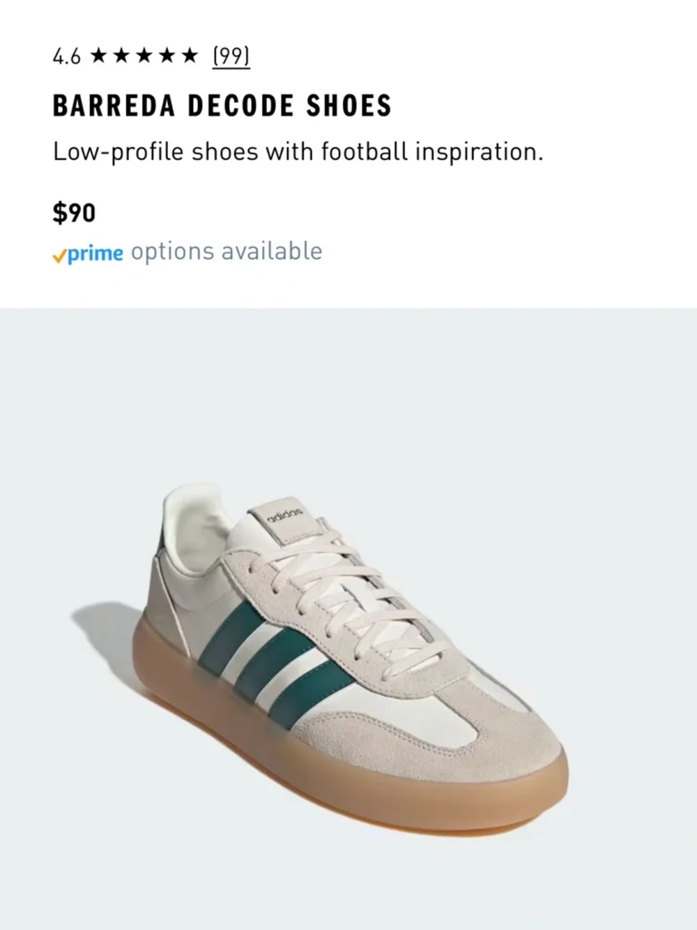 adidas Barreda Decode Men’s Cream & Green Size 10
